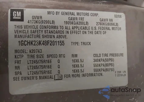 2008 Chevrolet Silverado 2500Hd Lt1 from USA, damaged, VIN 1GCHK23K48F201155
